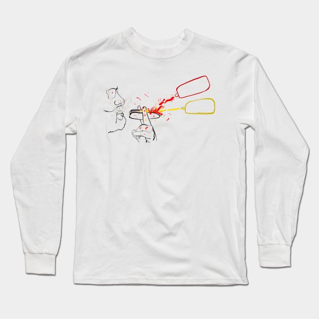 Hotdog addict - smoking hotdog - line art Long Sleeve T-Shirt by DopamineDumpster